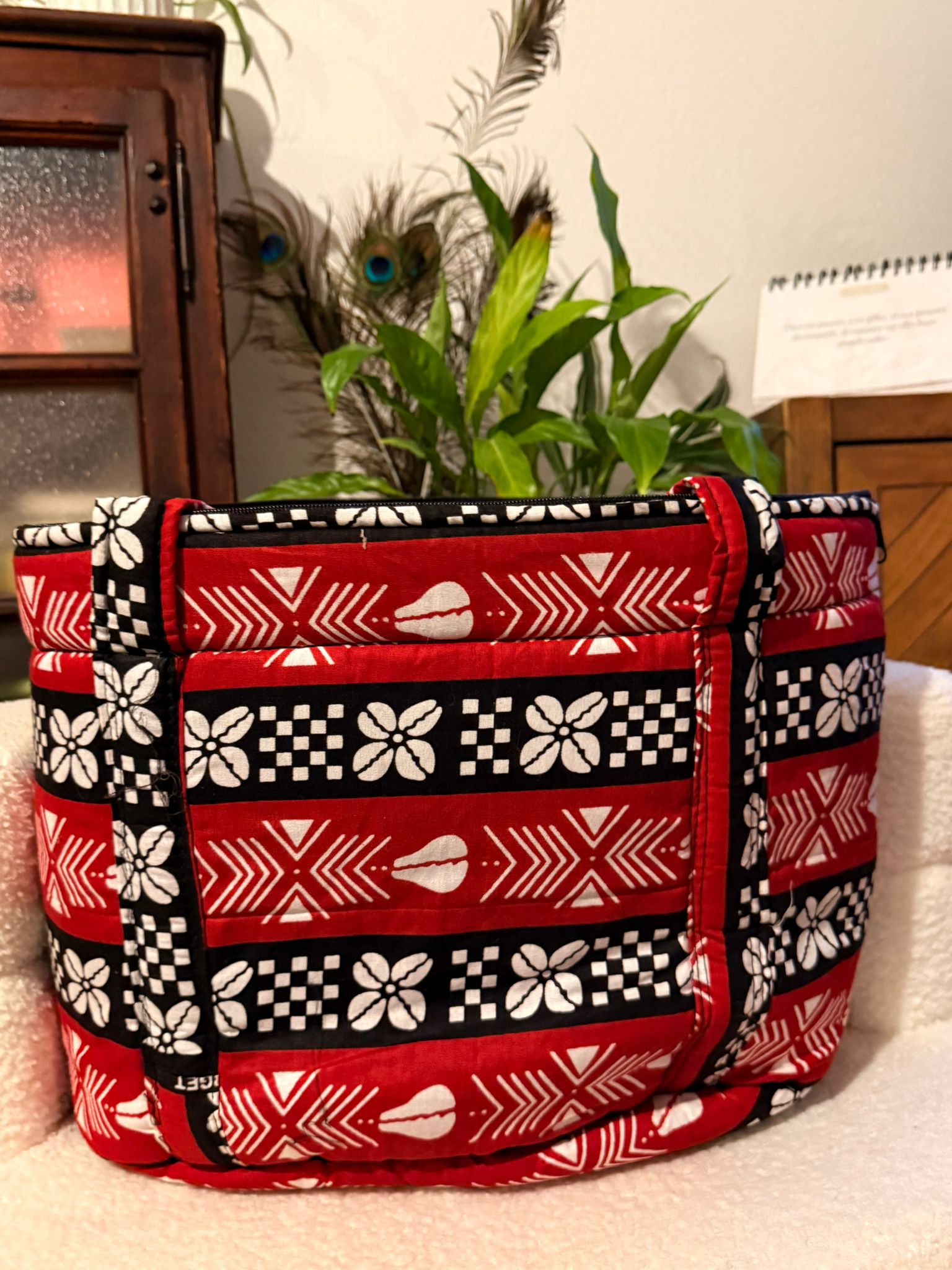 Sac Cabas Ethnique Rouge & Noir – Spacieux, Stylé