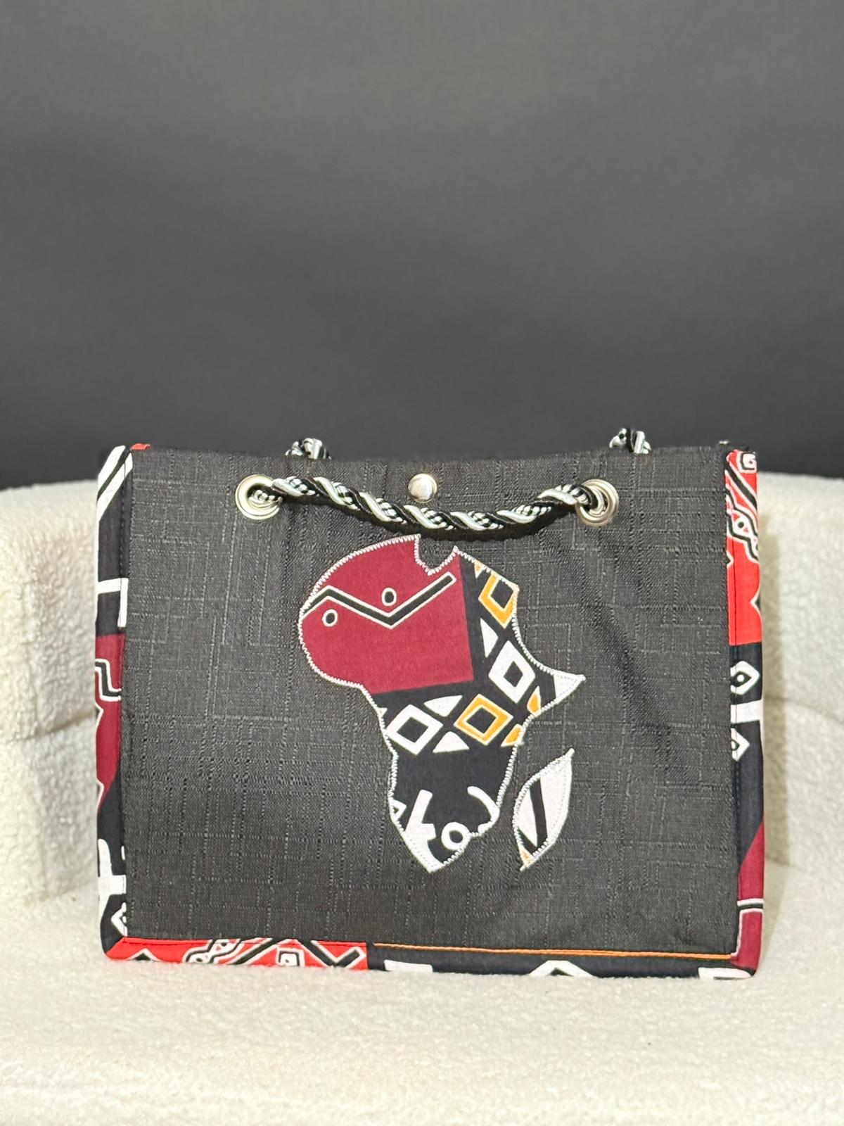 Sac Afrique Sombre & Chic – Wax Rouge & Noir